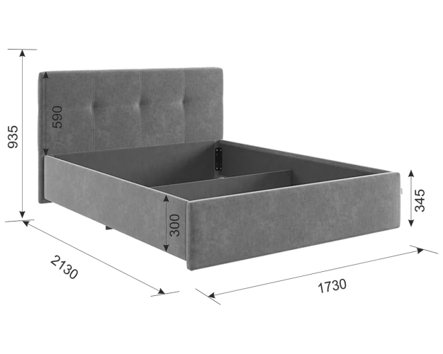 Кровать с основанием Веста 1600 графит (велюр)