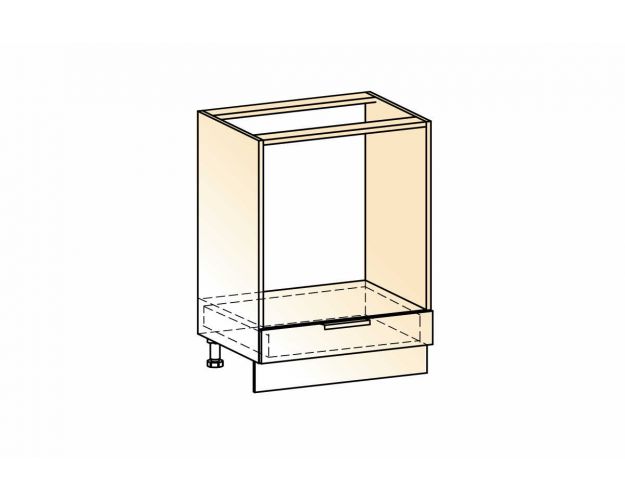 Стоун Шкаф рабочий под духовку L600 (1 ящ.) (белый/камень светло-серый)